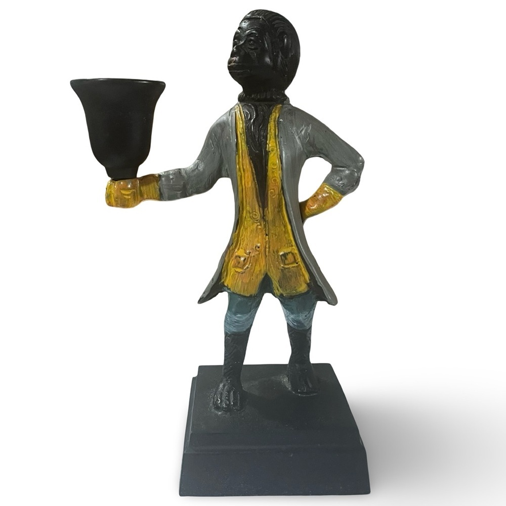 Vintage Cast Iron Monkey Butler Taper Candle Holder